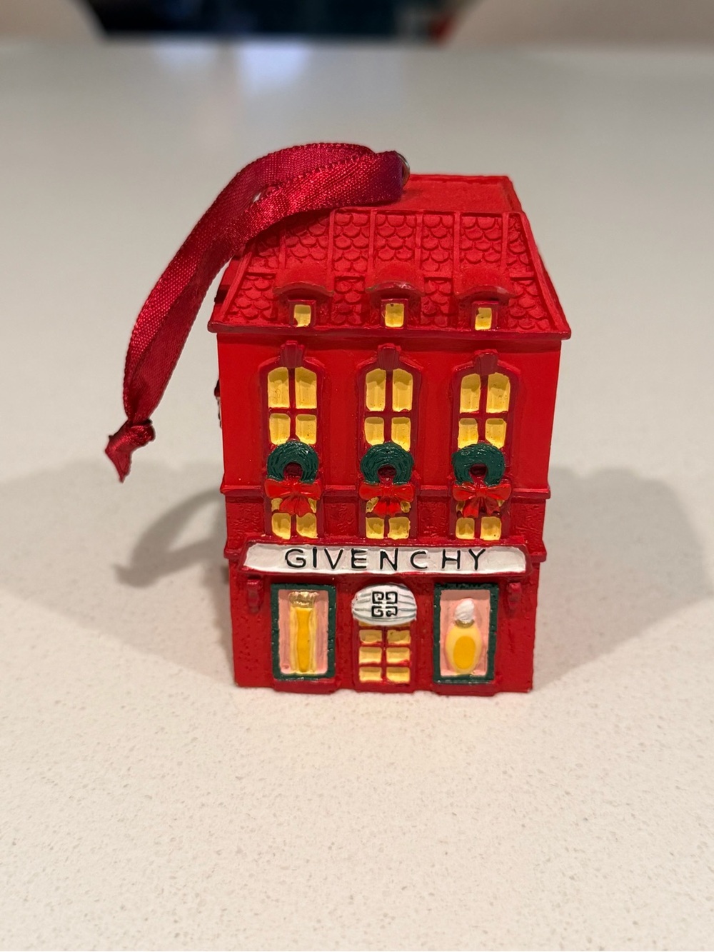 Givenchy Paris Red and Green Holiday Building Ornament
